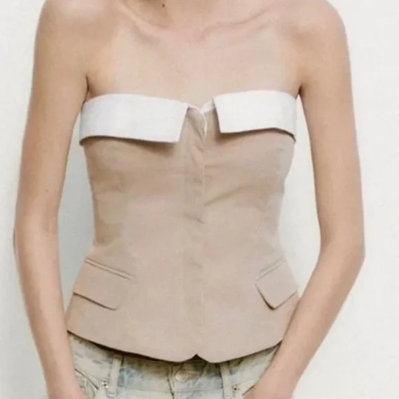 Zara mixed gabardine top, size S - Picture 1 of 5